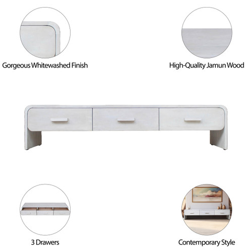 Sagebrook Home Wood 71"l Media Stand W/ 3 Drawers Whitewash Wishlist Create New