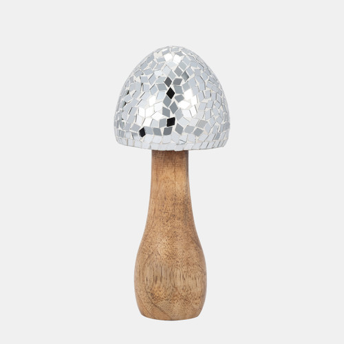 Sagebrook Home Wood 8" Mosaic Mushroom Silver Wishlist Create New
