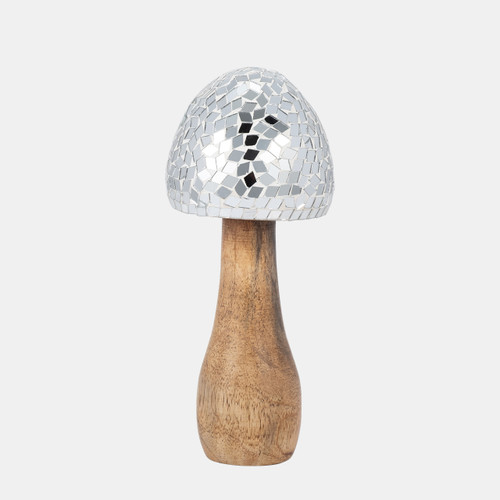 sagebrook home Wood 8" Mosaic Mushroom Silver Wishlist Create New
