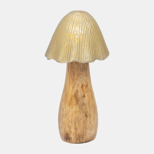 sagebrook home Wood 8" Mushroom With Metal Top Gold Wishlist Create New