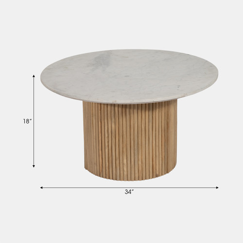 Sagebrook Home Wood/marble 34"d Reeded Coffee Table Kd 2boxes Wishlist Create New