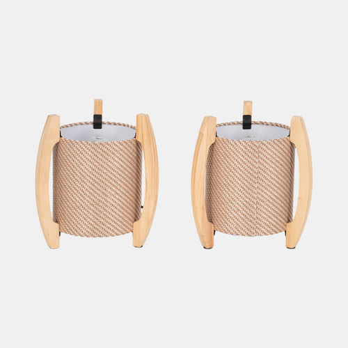 Sagebrook Home Wood S/2 11"h Cylnder Tripod Tbl Lamps Kaki Wishlist Create New