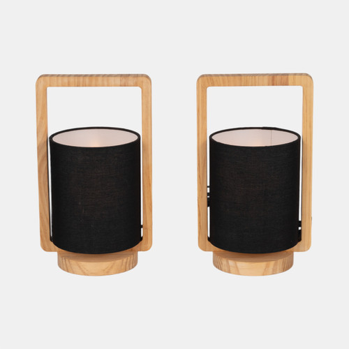 sagebrook home Wood s/2 11"h Cylndr Tbl Lmps nature Wood/blk Wishlist Create New