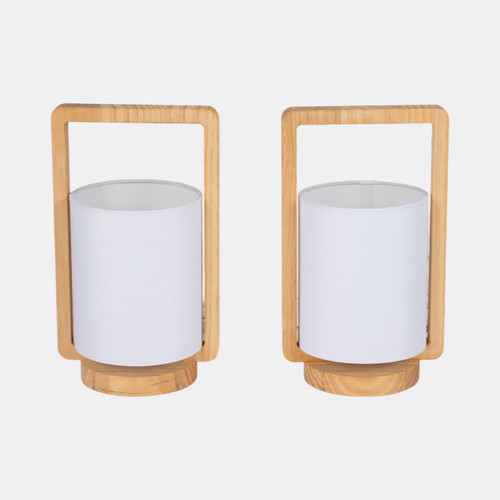 sagebrook home Wood s/2 11"h Cylndr Tbl Lmps nature Wood/wht Wishlist Create New