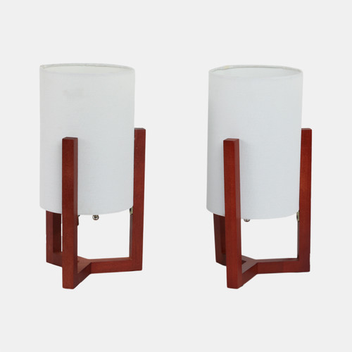 Sagebrook Home Wood S/2 15"h Cylnder Tripod Tbl Lamps Cherry/wht Wishlist Create New