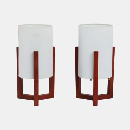 Sagebrook Home Wood S/2 15"h Cylnder Tripod Tbl Lamps Cherry/wht Wishlist Create New