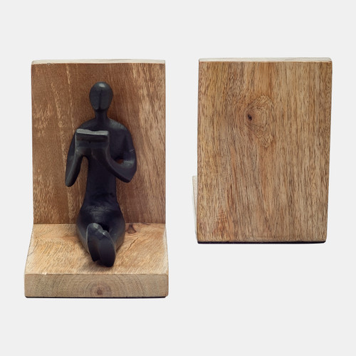 Sagebrook Home Wood S/2 6" Man Reading Bookends Brown/black Wishlist Create New