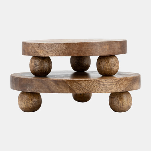 Sagebrook Home Wood S/2 8/10"d Round Risers Natural Wishlist Create New