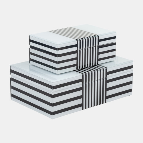 Sagebrook Home Wood S/2 8/11" Striped Boxes Black/white Wishlist Create New