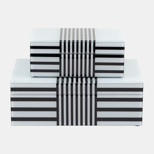 Sagebrook Home Wood S/2 8/11" Striped Boxes Black/white Wishlist Create New