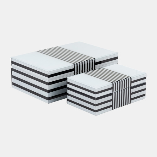 sagebrook home Wood S/2 8/11" Striped Boxes Black/white Wishlist Create New