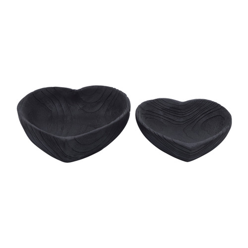 Sagebrook Home Wood S/2 9/10" Heart Bowls Black Wishlist Create New