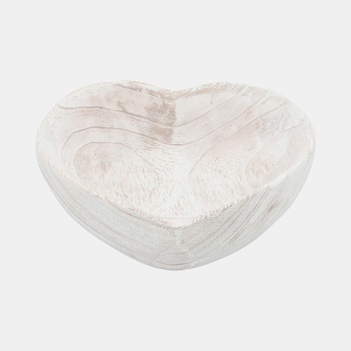 Sagebrook Home Wood S/2 9/10" Heart Bowls White Wishlist Create New