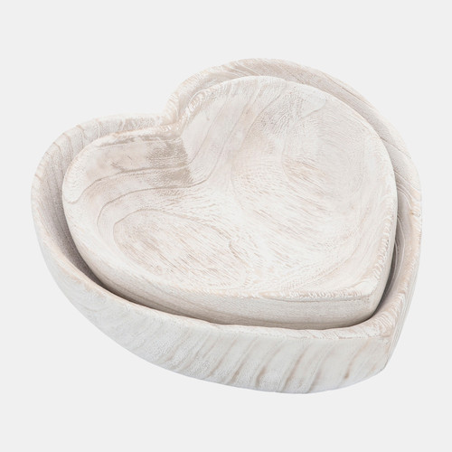 sagebrook home Wood S/2 9/10" Heart Bowls White Wishlist Create New