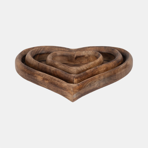 Sagebrook Home Wood S/3 7/11/14" Heart Trays Dark Brown Wishlist Create New
