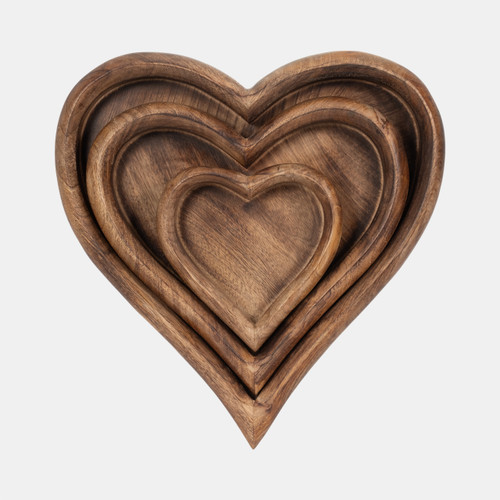 Sagebrook Home Wood S/3 7/11/14" Heart Trays Dark Brown Wishlist Create New