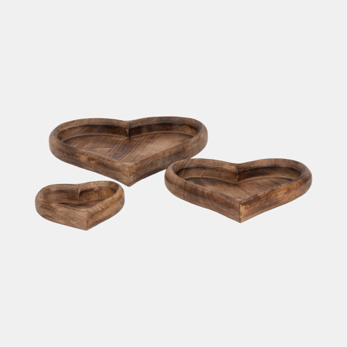 sagebrook home Wood S/3 7/11/14" Heart Trays Dark Brown Wishlist Create New