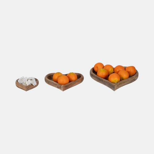 Sagebrook Home Wood S/3 7/11/14" Heart Trays Natural Wishlist Create New