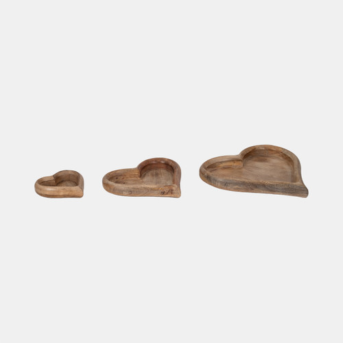 Sagebrook Home Wood S/3 7/11/14" Heart Trays Natural Wishlist Create New