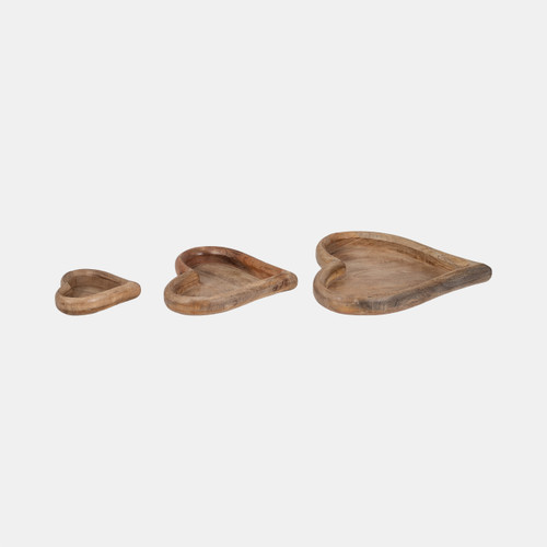 Sagebrook Home Wood S/3 7/11/14" Heart Trays Natural Wishlist Create New