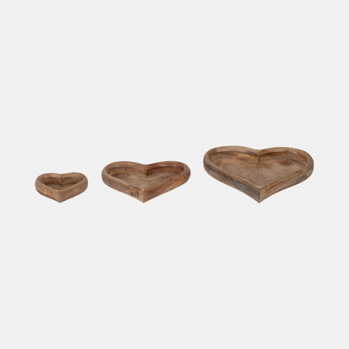 sagebrook home Wood S/3 7/11/14" Heart Trays Natural Wishlist Create New
