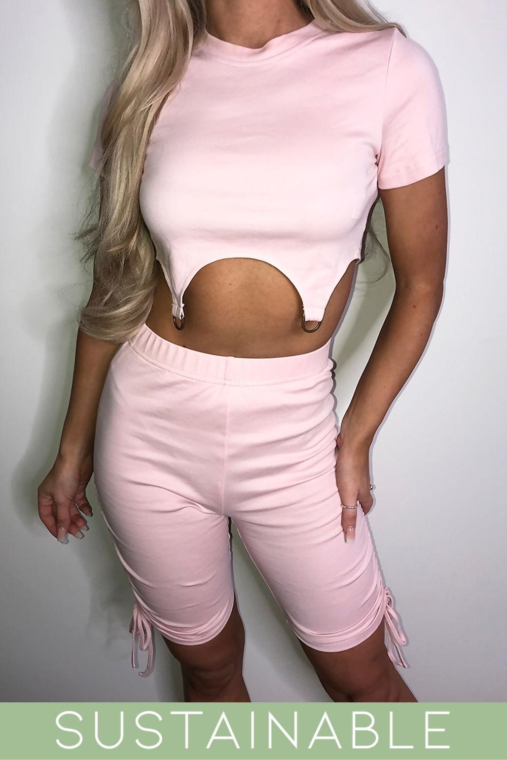 Saint Genies Addilyn Blush Organic Cotton D-Ring Garter Hem Top