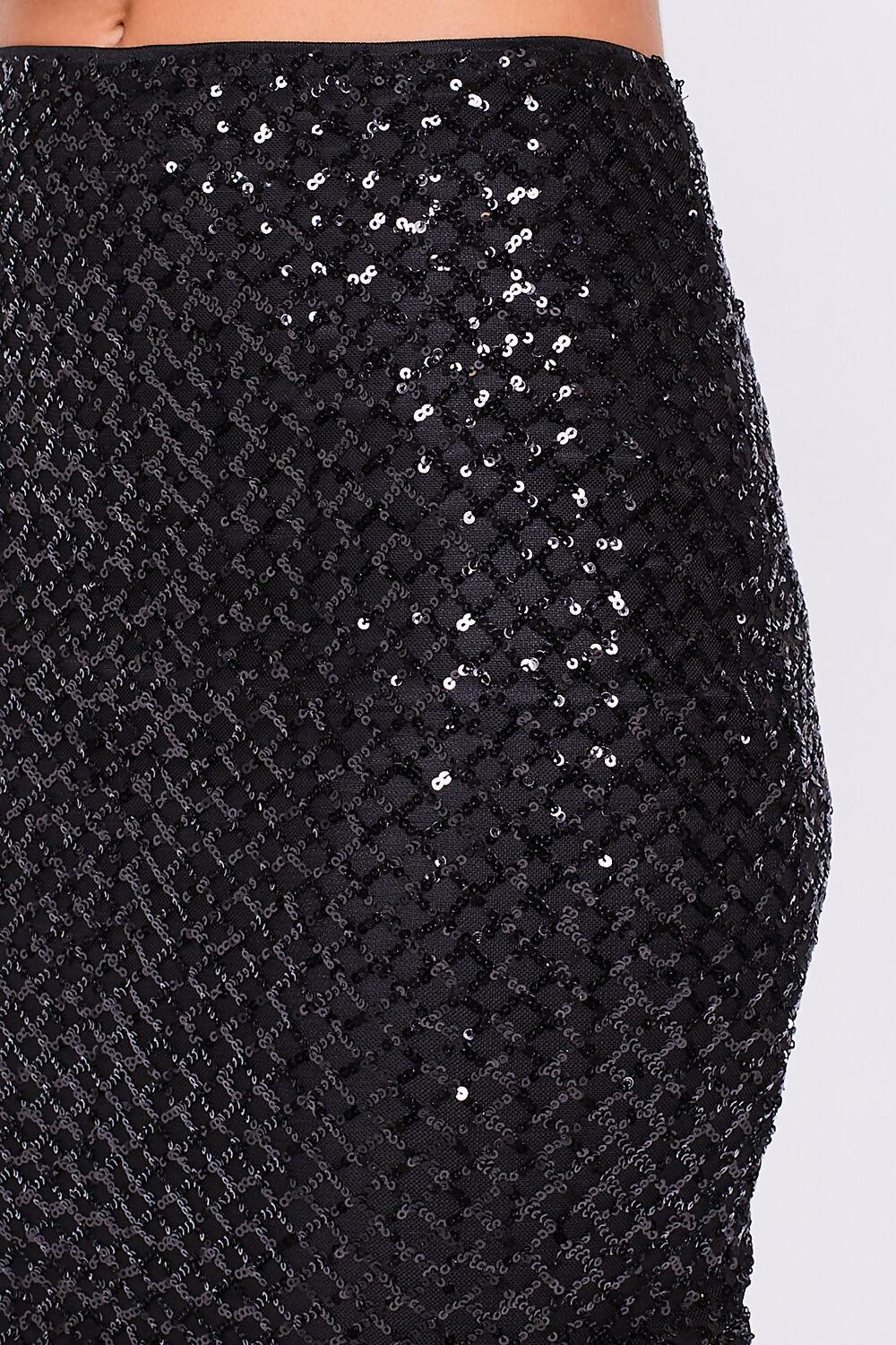 Saint Genies Agnes Black High Waist Sequin Mini Skirt