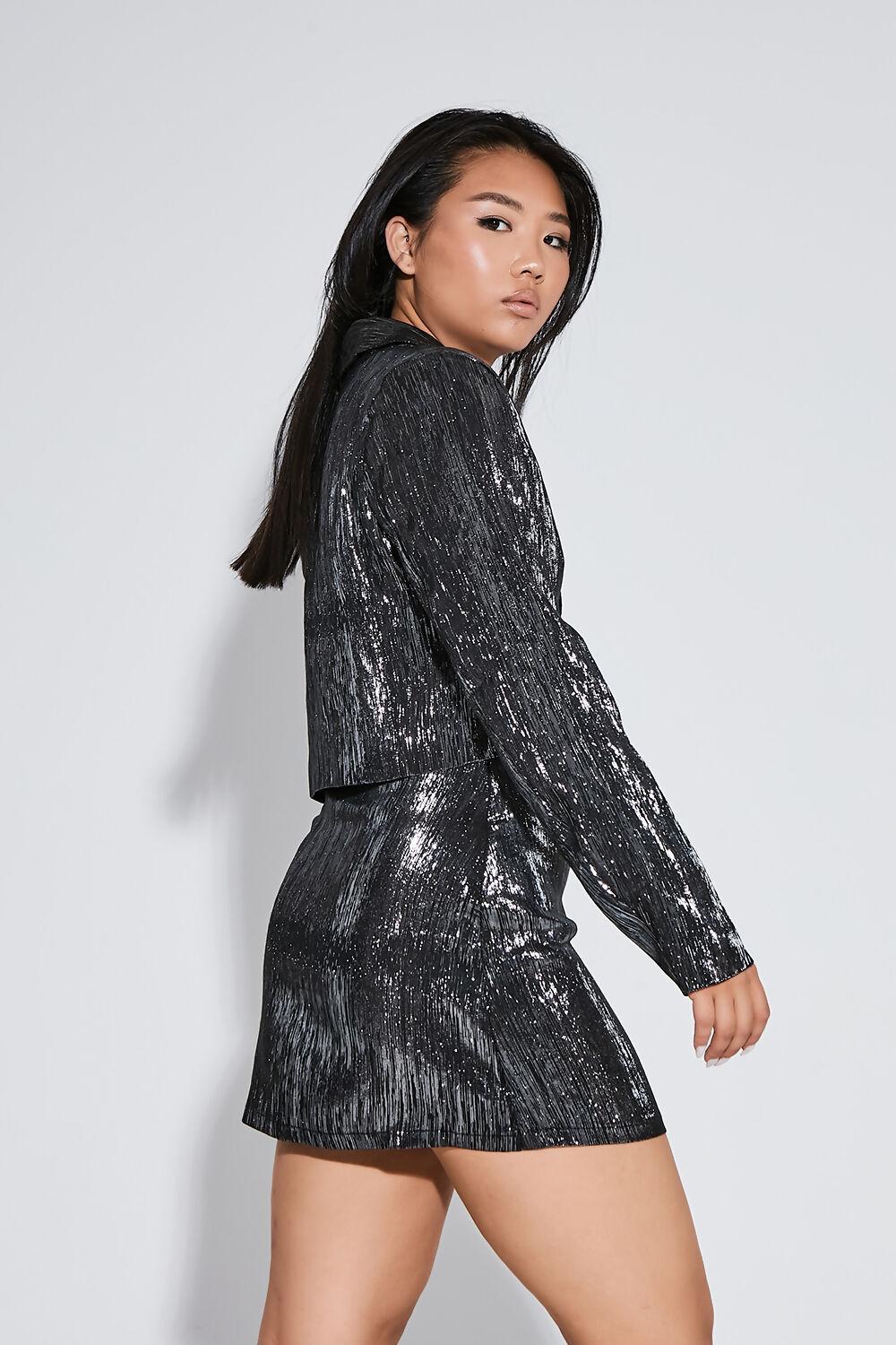 Saint Genies Amanda Black Cropped Blazer And A-Line Mini Skirt Co-Ord
