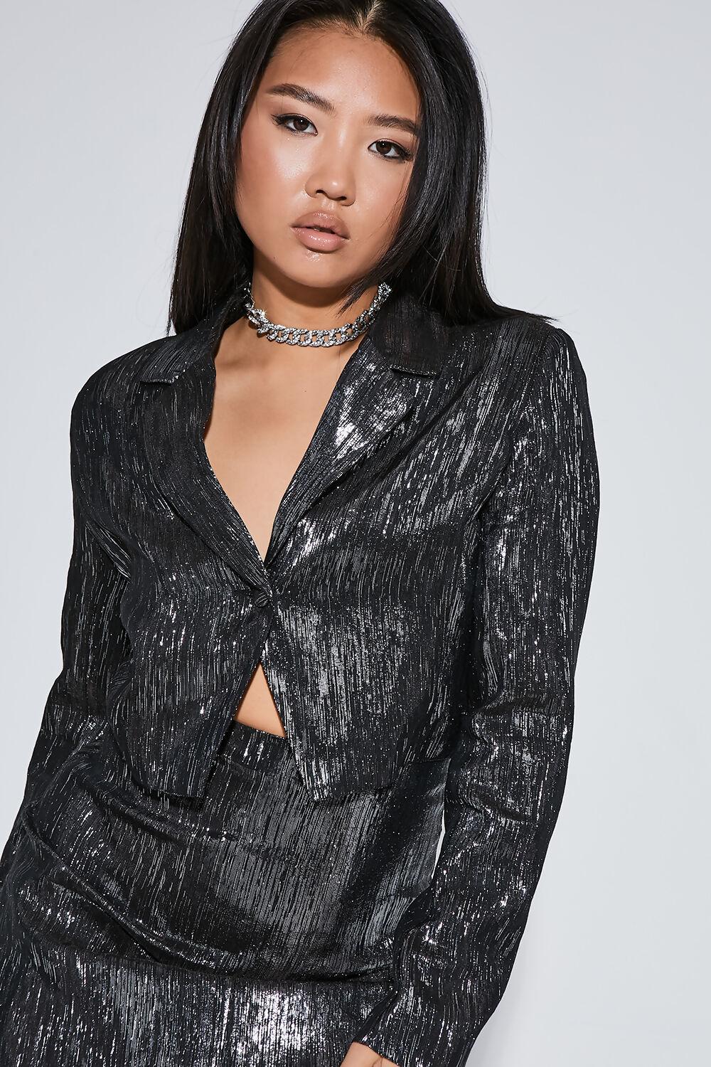 Saint Genies Amanda Black Cropped Blazer And A-Line Mini Skirt Co-Ord