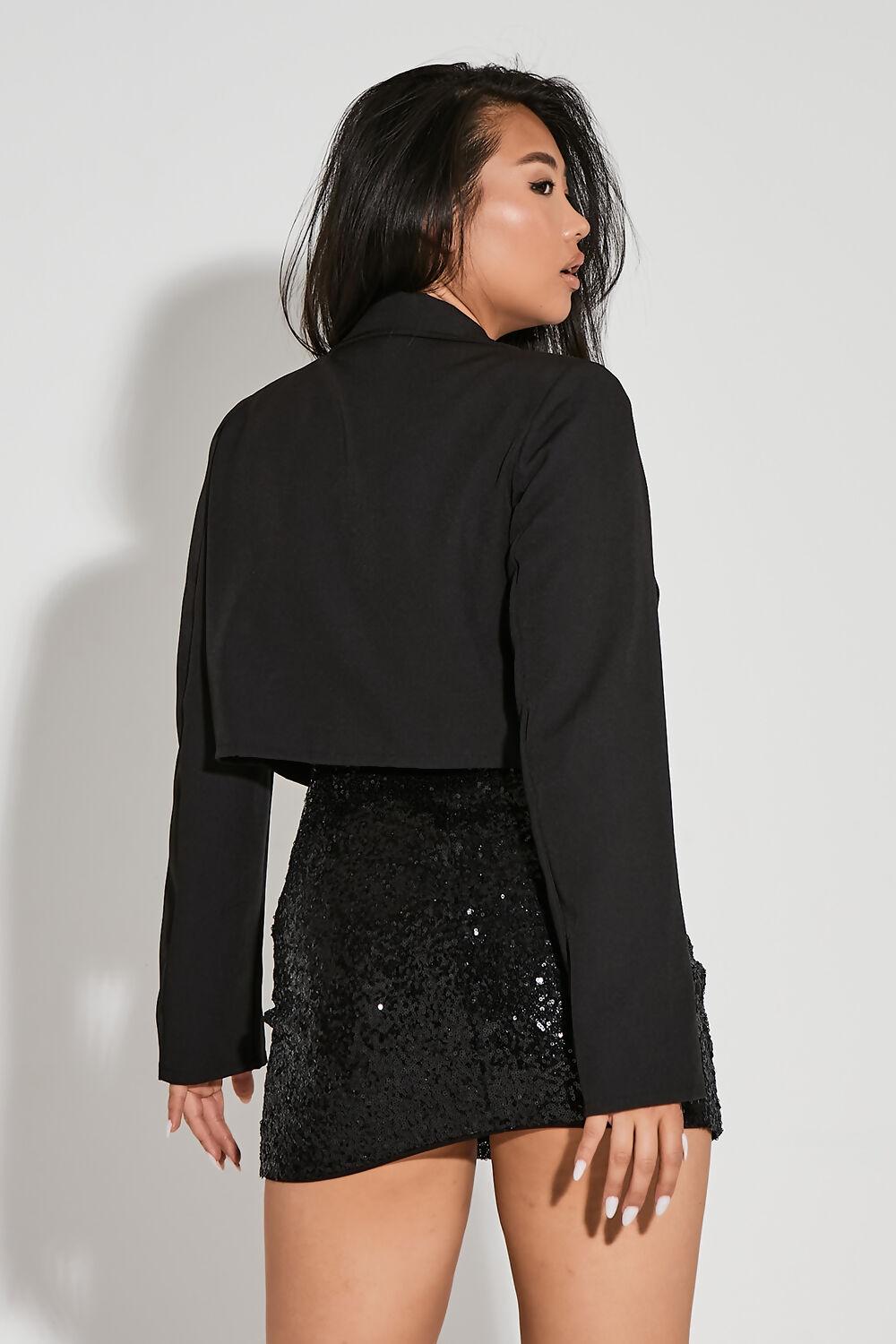 Saint Genies Avah Black Diamante Bow Cropped Blazer