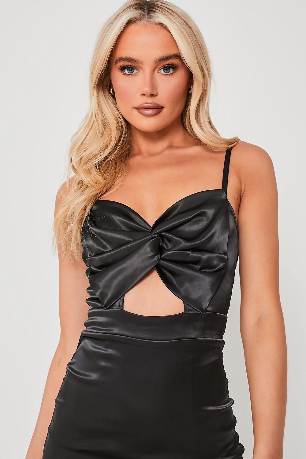 Saint Genies Blair Black Bow Detail Bodycon Mini Dress
