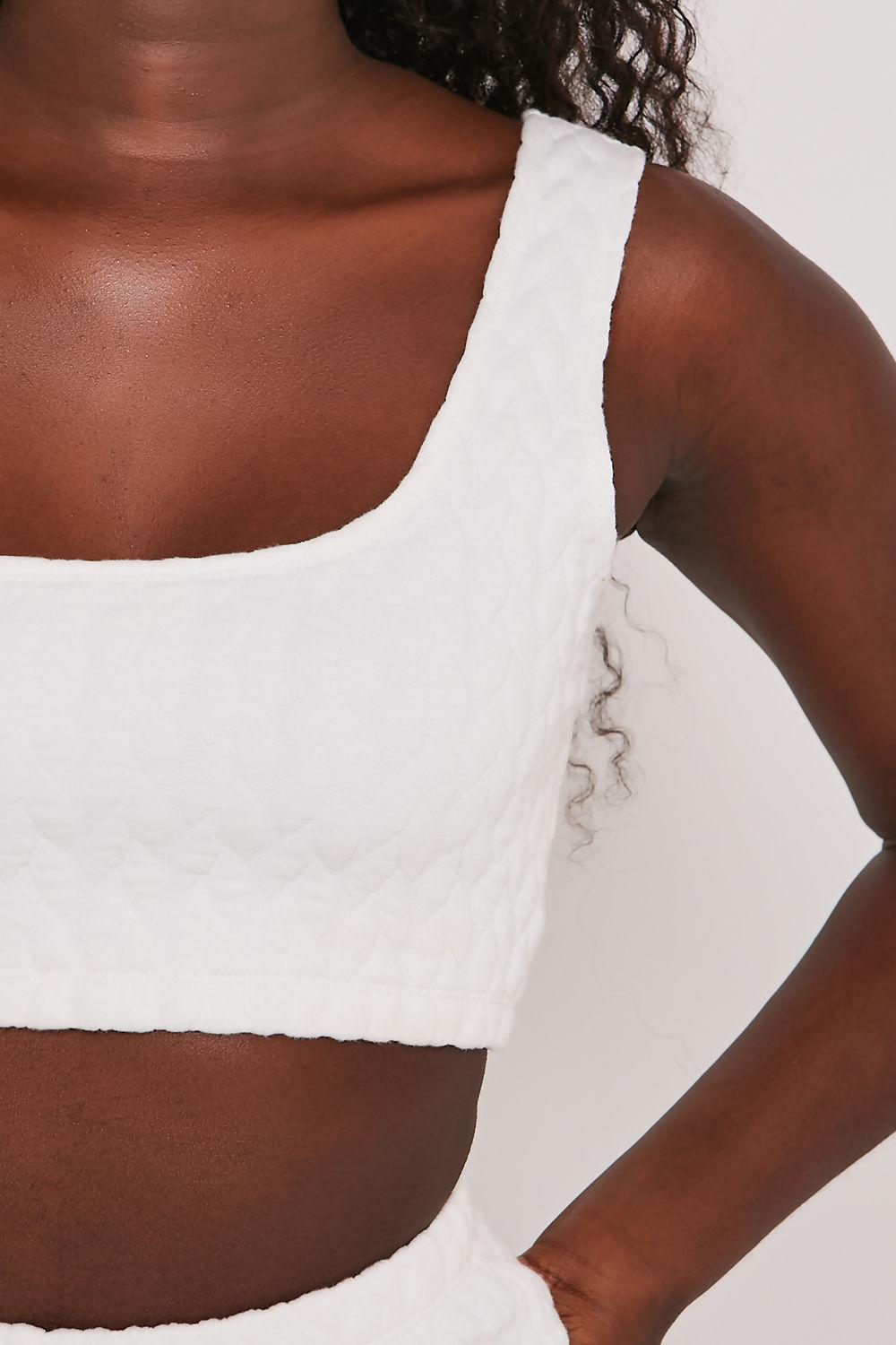 Saint Genies Calla White Cable Knit Jacquard Jersey Lounge Top