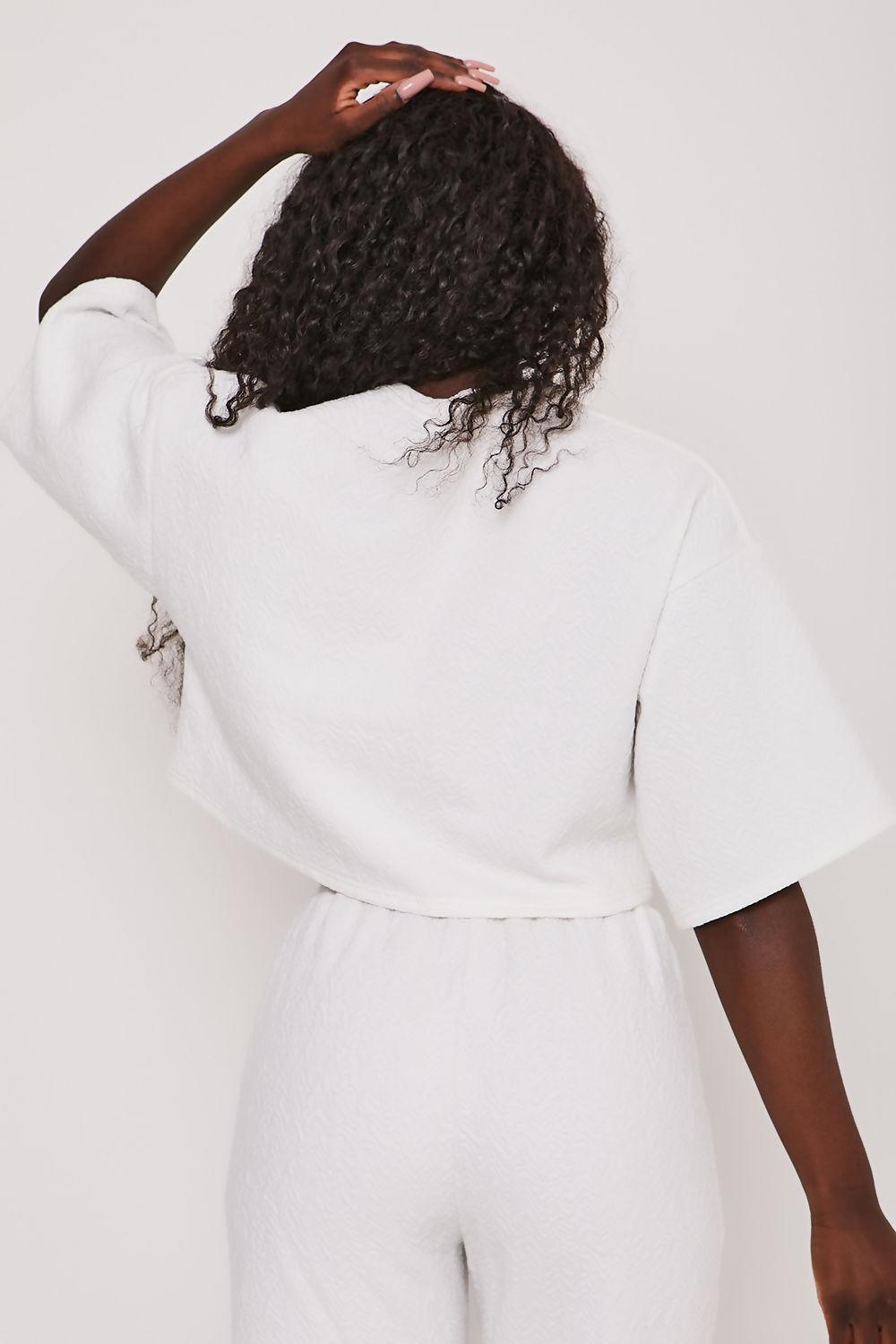 Saint Genies Dinah White Jacquard Jersey Casual Joggers