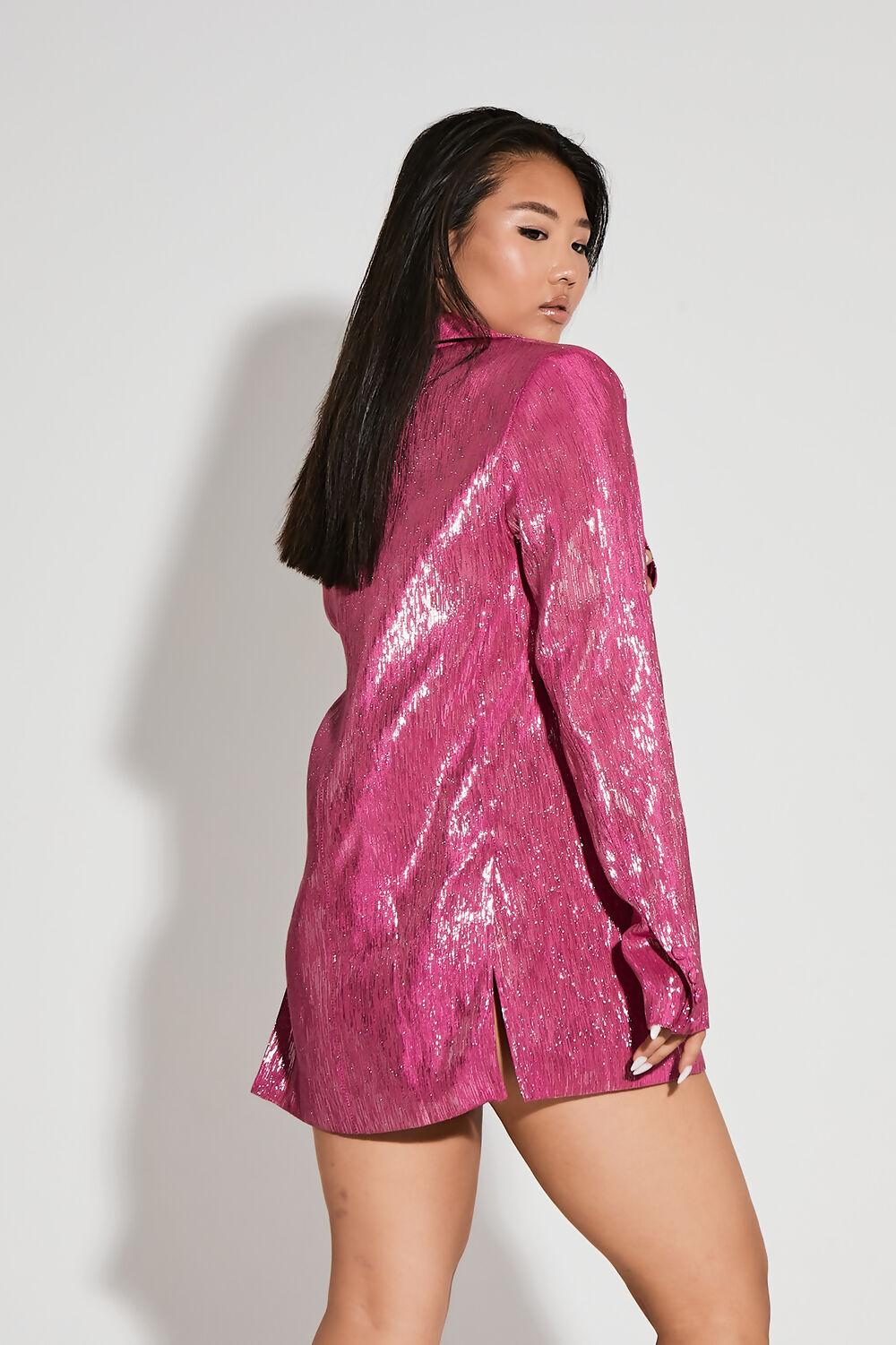 Saint Genies Inga Pink Metallic Oversized Slouchy Blazer Dress