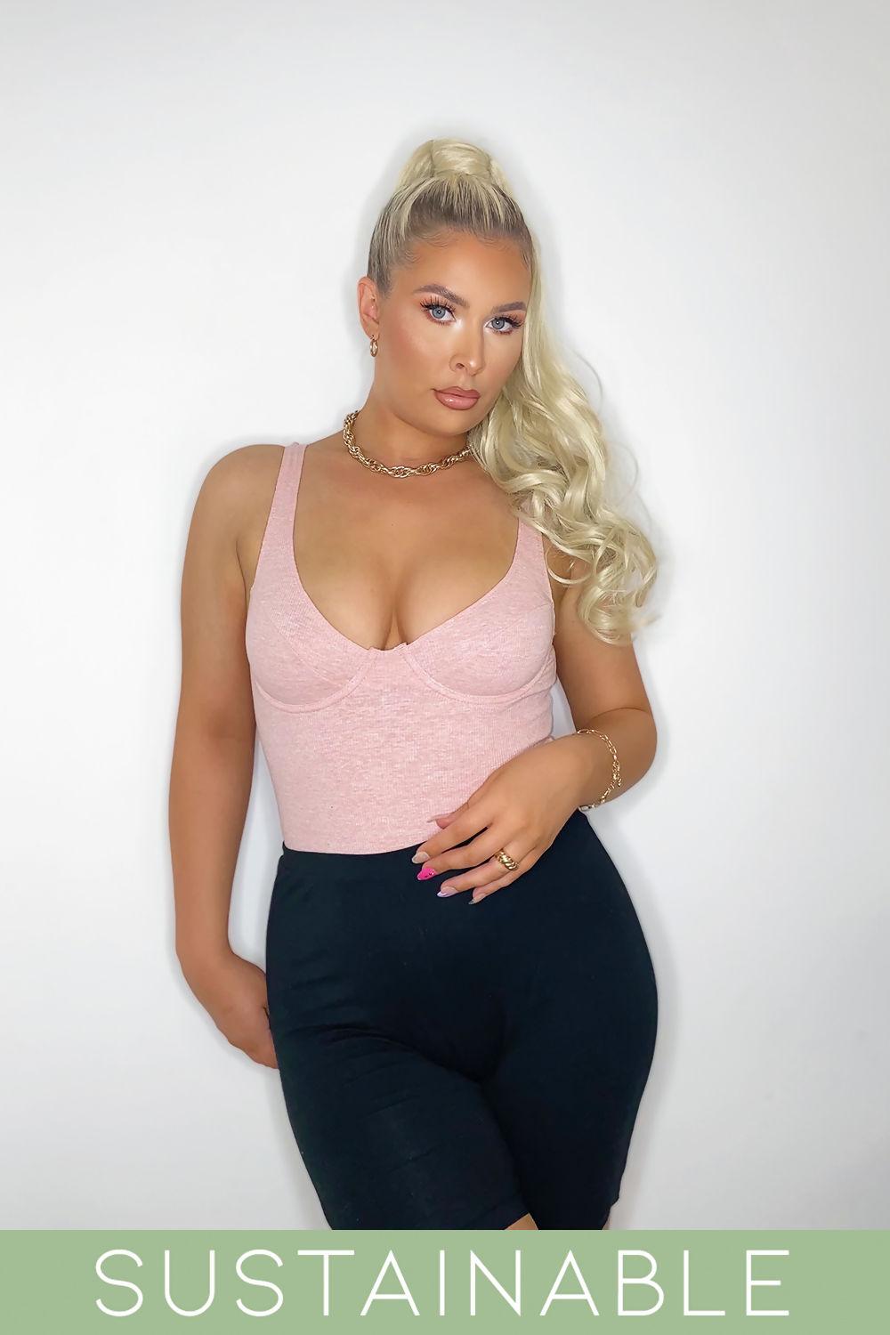 saint genies Jennifer Blush Recycled Rib Underwired Lounge Bodysuit