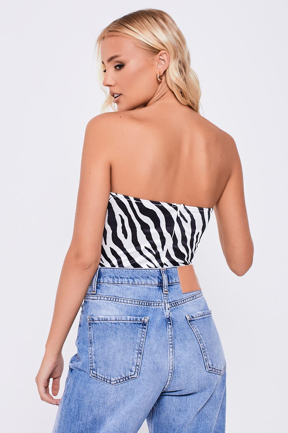 Saint Genies Josephine Zebra Stretch Satin Scalloped Cup Underwired Bodysuit