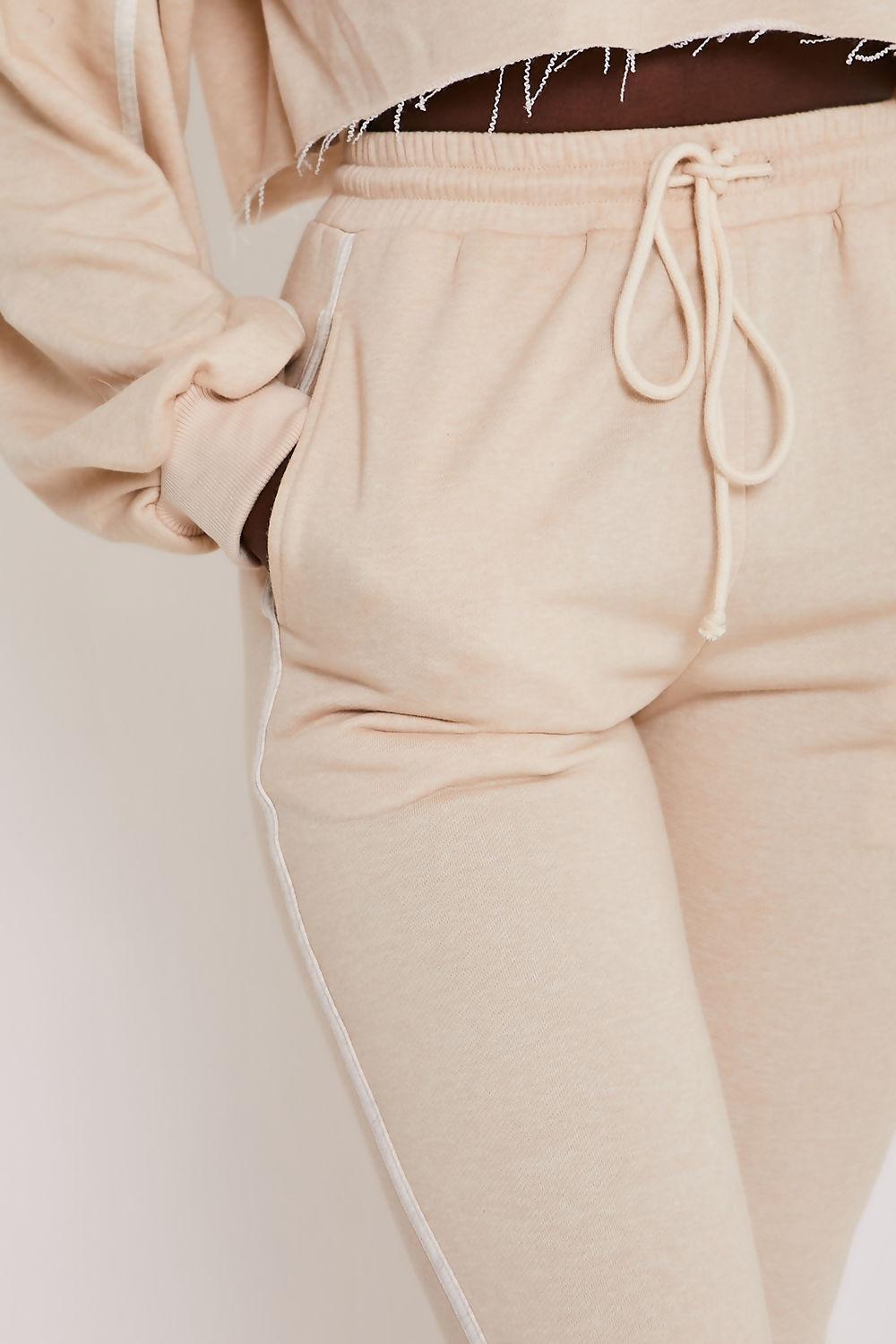 Saint Genies Joslyn Stone Loopback Jersey Drawstring Tapered Joggers