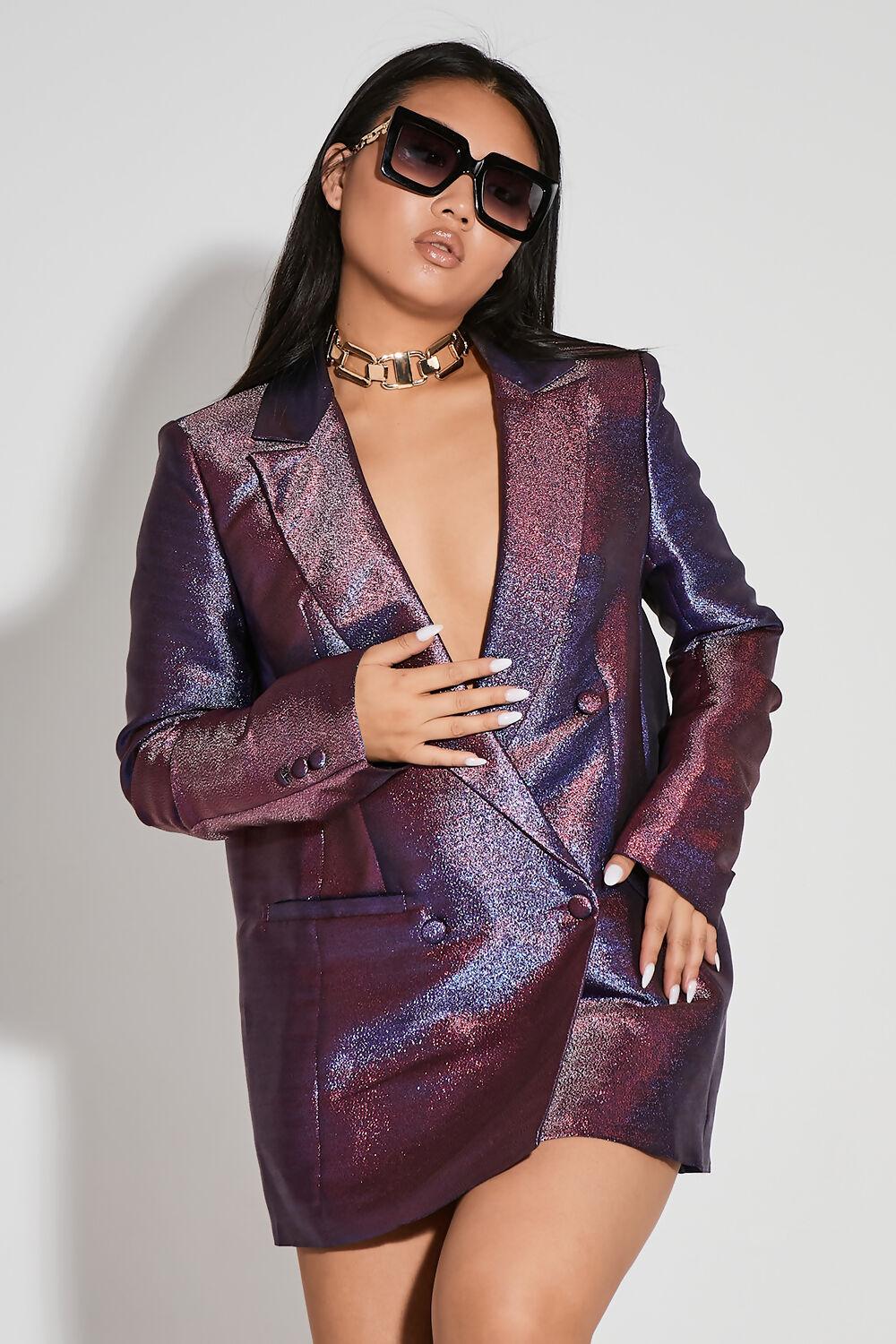 saint genies Kali Purple Oversized Boxy Blazer Dresss