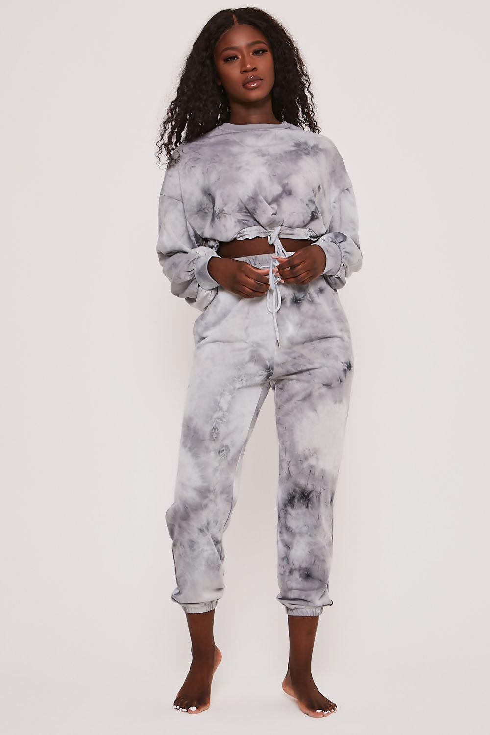 Saint Genies Kinsley Grey Tie Dye Drawstring Casual Joggers