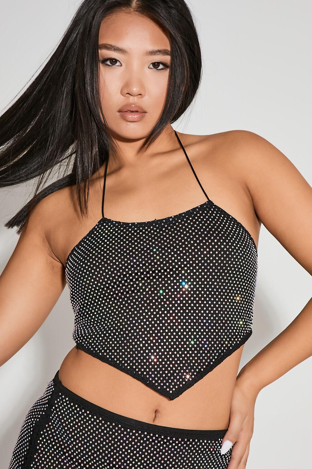 Saint Genies Krishell Black Hankerchief Diamante Bodycon Mini Skirt