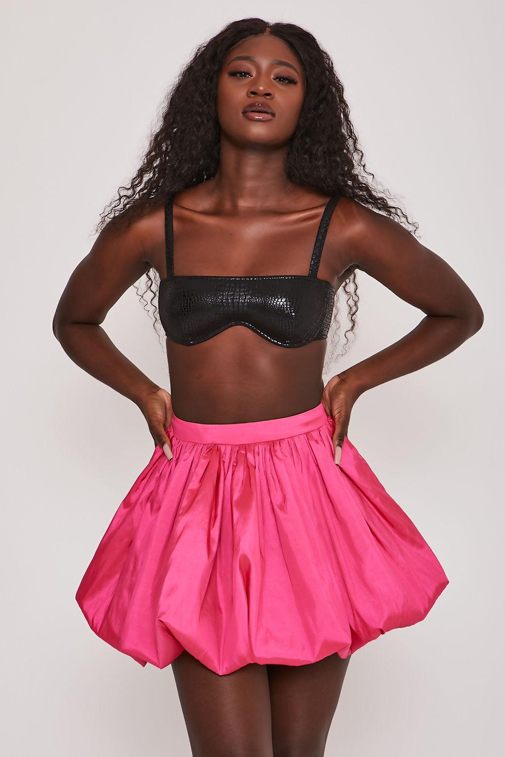 saint genies Mabli Black Croc Coated Suede Continuous Underwire Bralette