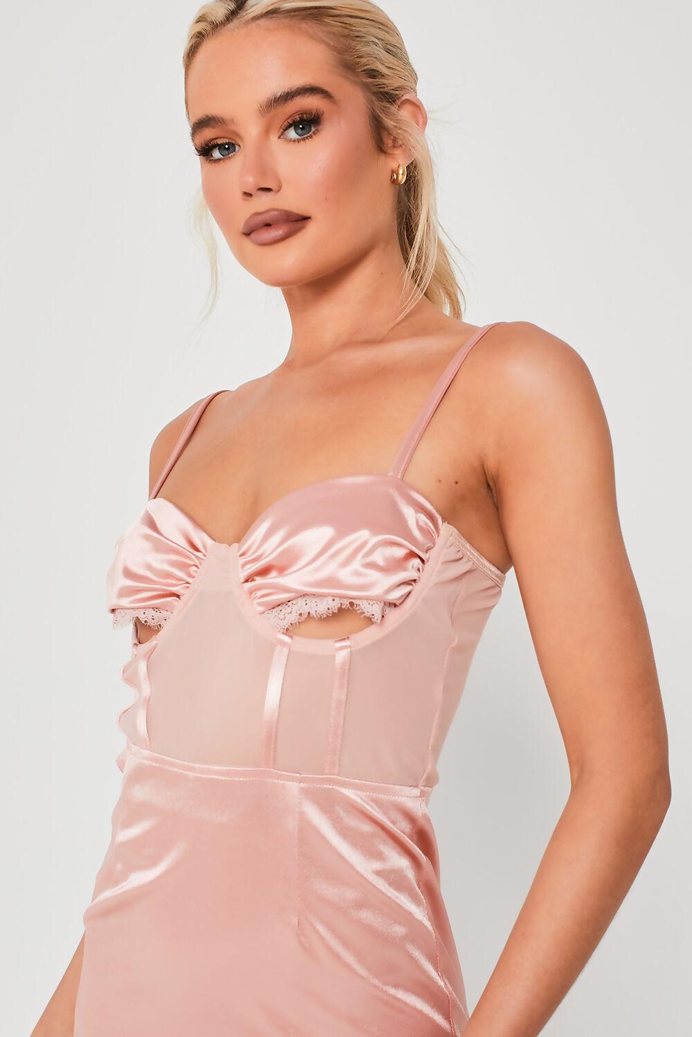 Saint Genies Melanie Pink Cutout Bust Bodycon Mini Dress