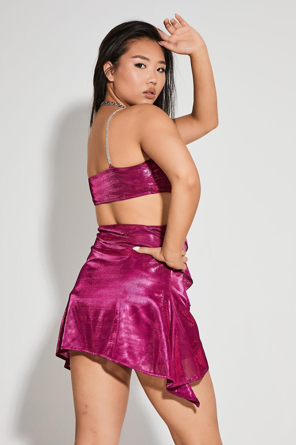 Saint Genies Natalya Pink Floral Diamante Strap Mini Dress