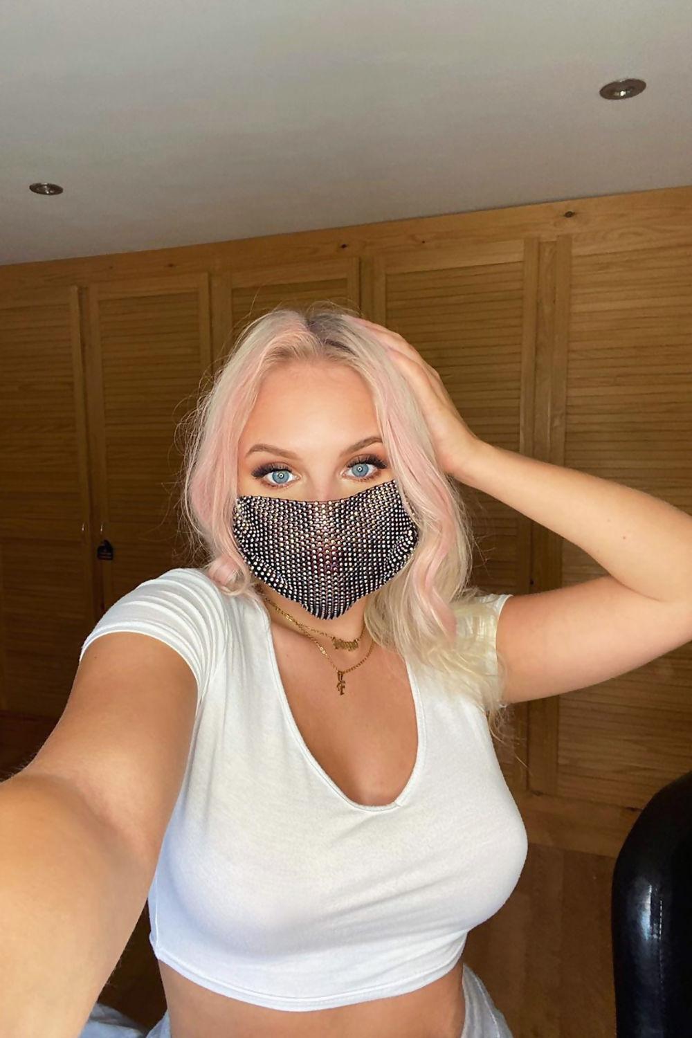 Saint Genies Rowina Black Iridescent Diamante Unlined Fashion Face Mask