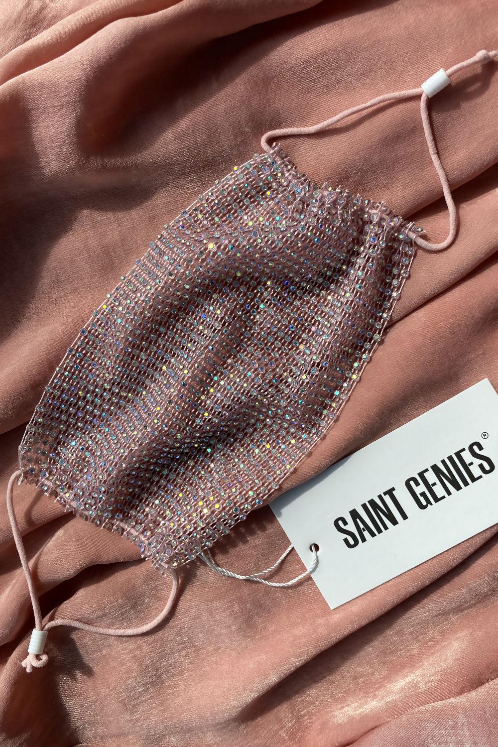 Saint Genies Rowina Pink Diamante Net Fashion Face Mask
