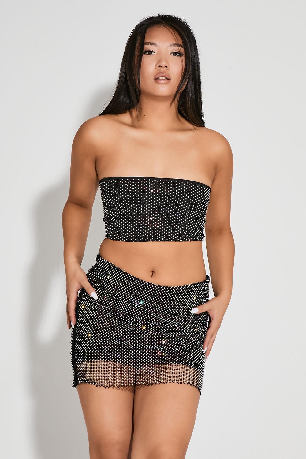 Saint Genies Amara Black Hotfix Boob Tube