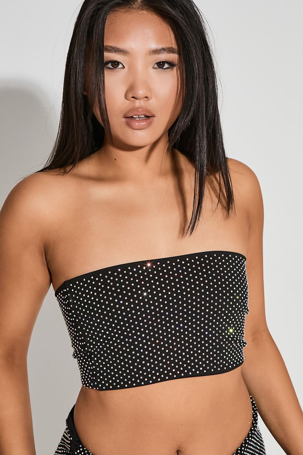 saint genies Amara Black Hotfix Boob Tube