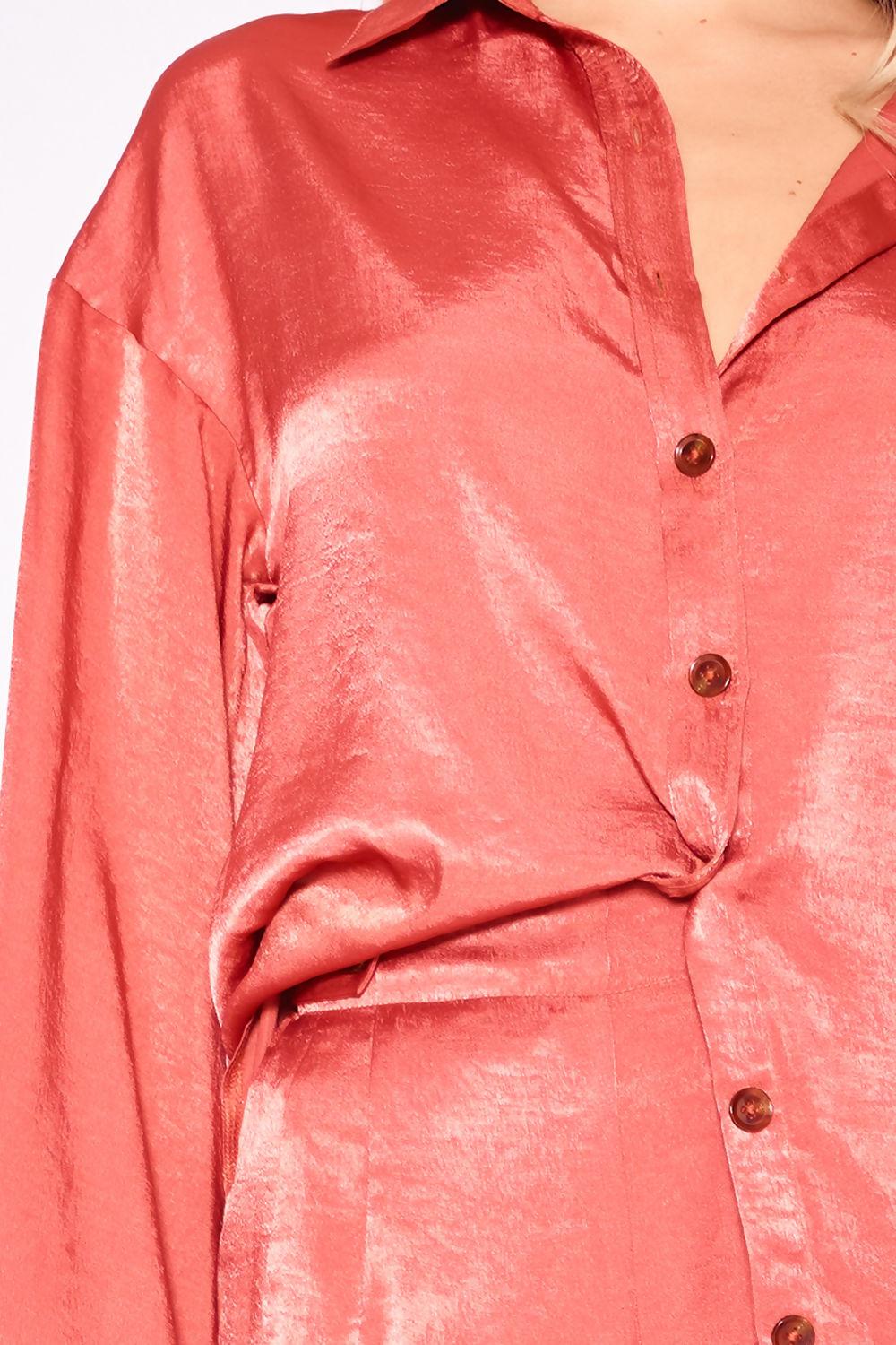 Saint Genies Ariadne Rust Silky Oversized Shirt