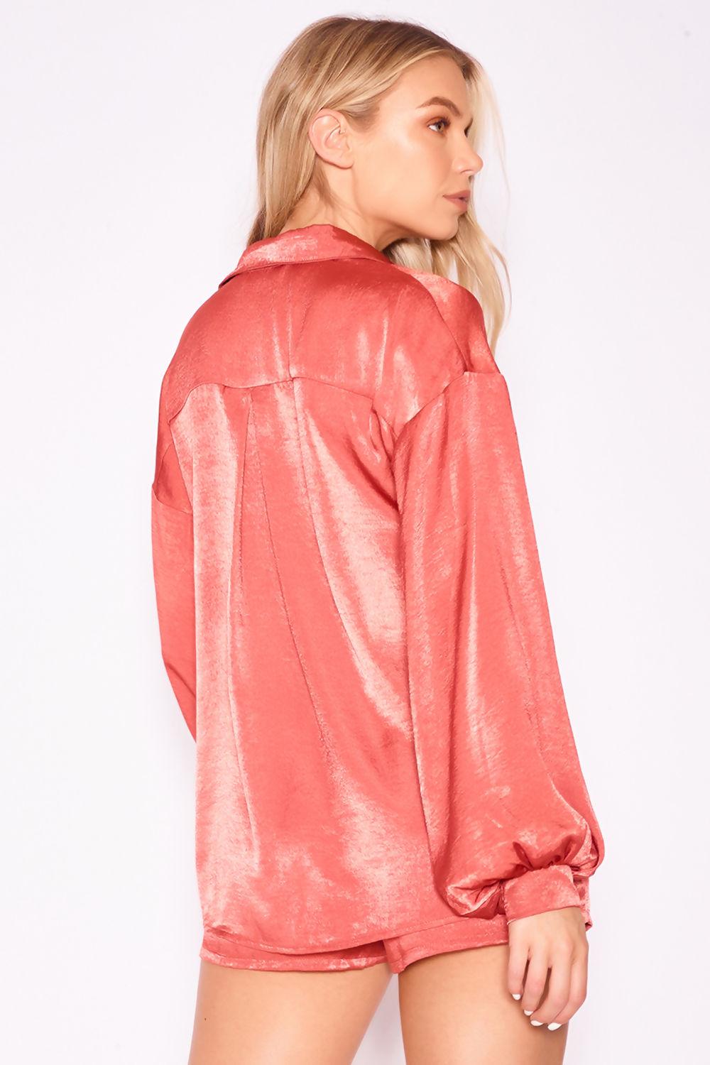 Saint Genies Ariadne Rust Silky Oversized Shirt