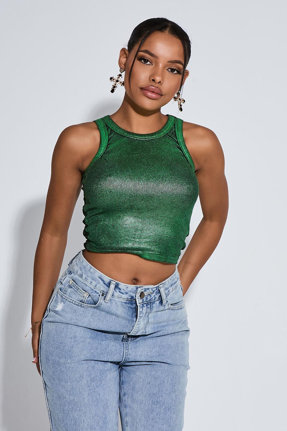 Saint Genies Chai Green Cropped Racer Vest